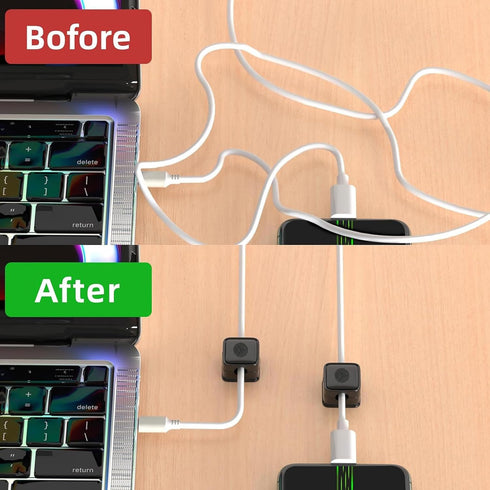 6 Pack Magnetic Cord Organizer, White Self Adhesive Clips for Desk, Nightstand, Phone Charger, Home, Office