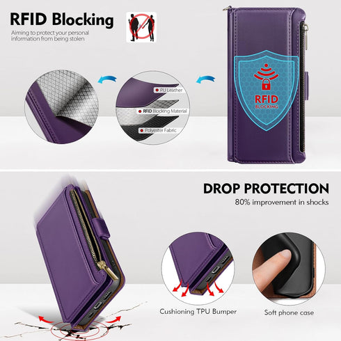 Antsturdy Wallet Case for iPhone 15 Pro Max?RFID Blocking? PU Leather Flip Phone Case for Men and Women with Strap,