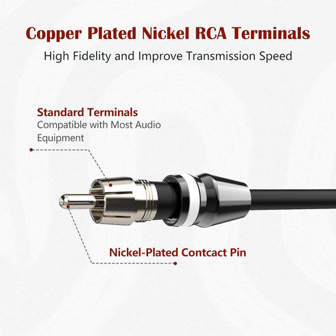 1ft RCA Y Adapter Splitter Connector Cable, 1 Female to 2 Male Nickel Plated (2 Pack)