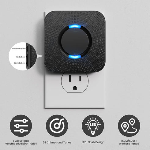 COTINSE 500 Wireless Motion Sensor LED Light - Motion Detector Alarm Chimes Door Sensor with FT Range Security Alert