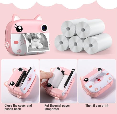 Kids Instant Camera Refill Print Paper, 5 Rolls HD Thermal Print Paper Set for Portable Instant Print Camera