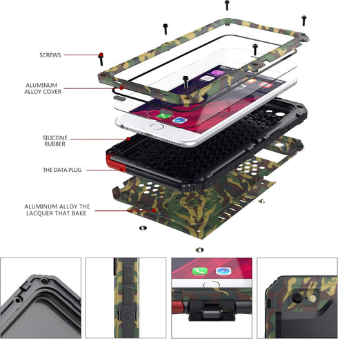Beasyjoy Heavy Duty Case for iPhone SE 2022/2020, with Screen Protector, Military Grade Shockproof, Camo
