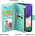 Asuwish Wallet Case for Samsung Galaxy A22 5G/Celero 5G - Flip Card Holder, Tempered Glass Protector, Green.