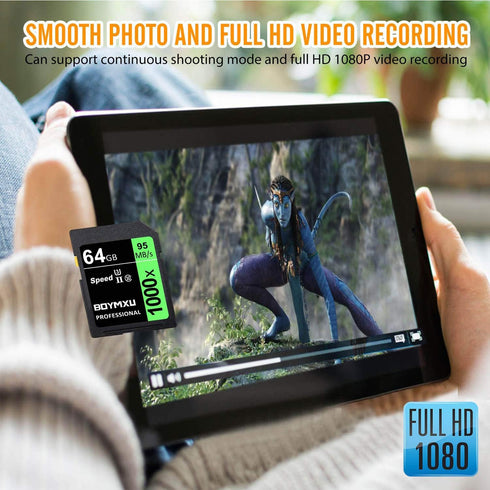 BOYMXU 64GB Memory Card, Professional 1000x Class 10 UHS-I U3, Compatible with Cameras and Camcorders