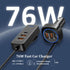 Car USB Charger Multi Port with 5.9FT Extension, QC3.0 76W Fast Charging Adapter for Mobile Phones and iPad