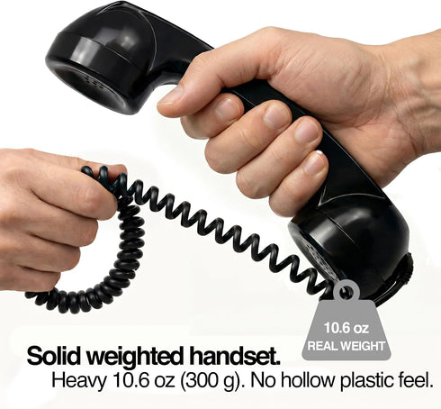 60s Handset 3.5 mm Opis Technology Micro Retro Phone for Smartphones, Corded Receiver with Plug and USB-C Adapter