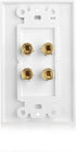 Cable Matters 2-Pack Speaker Wire Wall Plate, Gold Plated with Banana Plug Binding Post for 2 Speakers, White