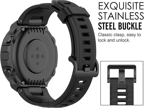 QGHXO Band for Amazfit T-Rex – Soft Silicone Replacement Band for Amazfit T-Rex/T-Rex Pro Smartwatch