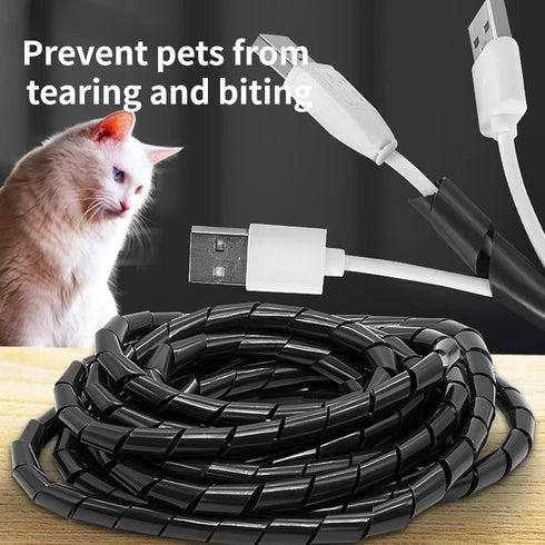 Yosoo Black Spiral Cable Wrap, 6mm/1/4" 2M (6.56ft) Cable Organizer