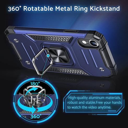 Anqrp Designed for iPhone XR Case, Military Grade Protective Phone Case Cover with Rotatable Metal Ring Kickstand,