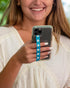 Full-Hand Elastic Phone Strap/Grip, Multi-Position Adjustable with Easy On/Off Secure Hook & Loop Closures, Caribbean