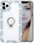 Bonitec 3D Glitter Sparkle Bling Case with Metal Finger Ring for iPhone 12 Pro Max, Luxury Shiny Crystal Cover