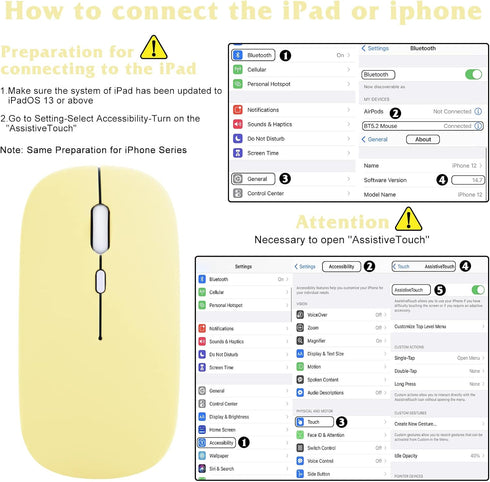 UrbanX 2.4GHz & Bluetooth Mouse, Rechargeable Bluetooth Wireless Mouse for Samsung Galaxy Tab S6 Lite/Galaxy Tab Series Mouse for Laptop/PC/Mac/iPad pro/Computer/Tablet/Android Banana Yellow