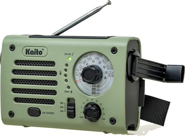 Kaito KA380 Emergency Radio & Portable Bluetooth Speaker, AM/FM NOAA Weather Radio, Rechargeable with Solar Panel