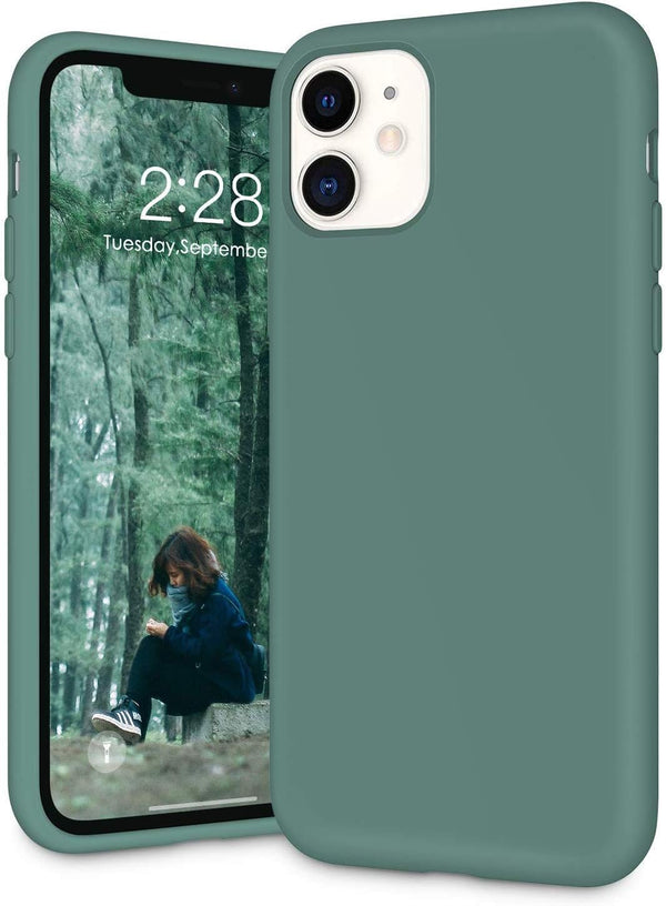 IceSword Compatible with iPhone 11 Case, Pine Green Thin Liquid Silicone, Shockproof Cover