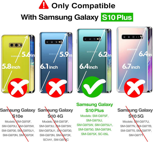 Rayboen Case for Galaxy S10 Plus, Shockproof Transparent Hard PC Back Flexible TPU Protection Phone Cover