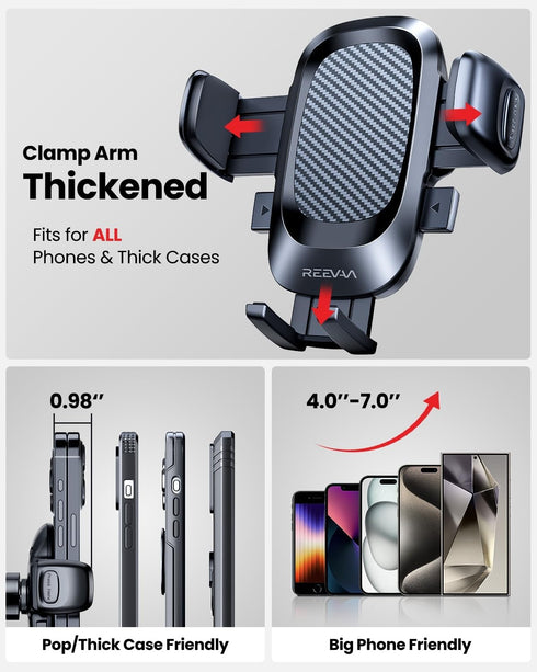Phone Holder for Car with New Rotating Base, Universal Cell Phone Mount for Dashboard, Windshield, Long Arm