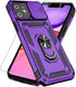 SunStory iPhone 11 Case (Purple) - Military-Grade, HD Screen Protector, Slide Camera Cover & Kickstand.