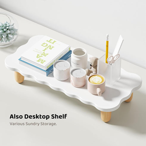 AFOOYO Monitor Stand Riser, Cookie-Shaped Sturdy Wood Computer Monitor Stand for Desk, Ergonomic Desk Stand