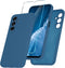 Samsung Galaxy A15 5G Case - Navy Blue Silicone Cover with Screen Protector, Soft Anti-Scratch Lining, Shockproof