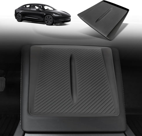 BestEvMod Non Slip Silicone Mat for 2024 Refreshed Tesla Model 3 Highland Center Console Phone Charge Area (Black)