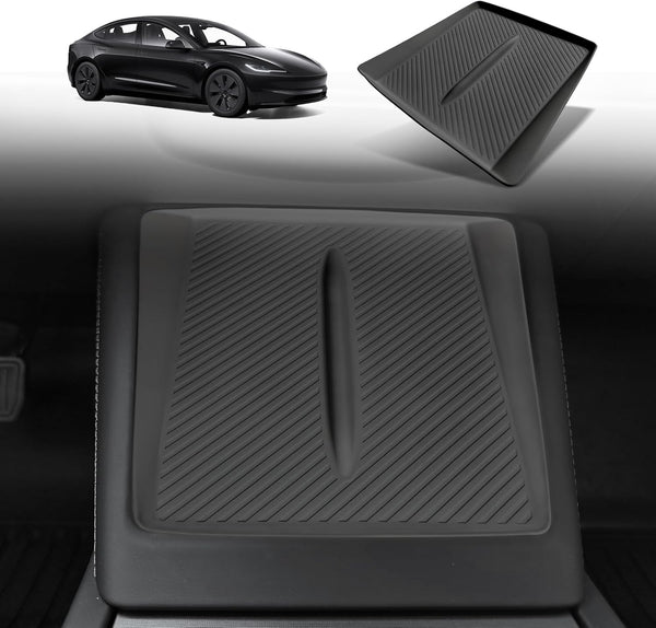 BestEvMod Non Slip Silicone Mat for 2024 Refreshed Tesla Model 3 Highland Center Console Phone Charge Area (Black)