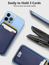 TopMade Magnetic Wallet Card Holder for iPhone 14/13/12 Mag-Safe Series, Leather, RFID Blocking, Fit 4 Cards, Blue