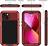 Lanhiem Metal Case for iPhone 13, Heavy Duty Shockproof Rugged Cover with Built-in Glass Screen Protector, Red