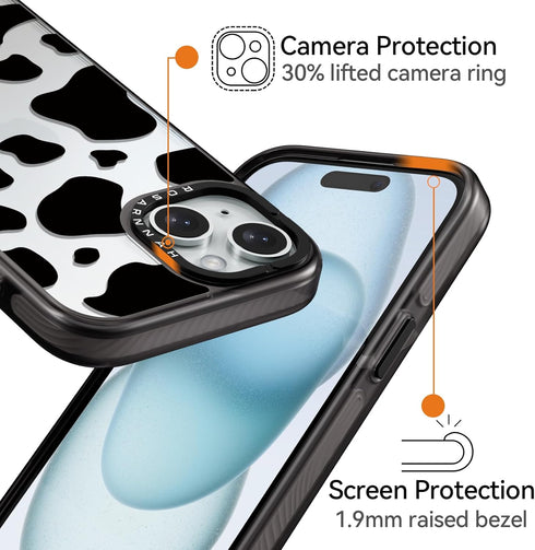 Rosarnnah 15 6.6 15 6.1" Compatible for iPhone Case Cute - Durable Shockproof ft Drop Impact Phone Case - Black Funny
