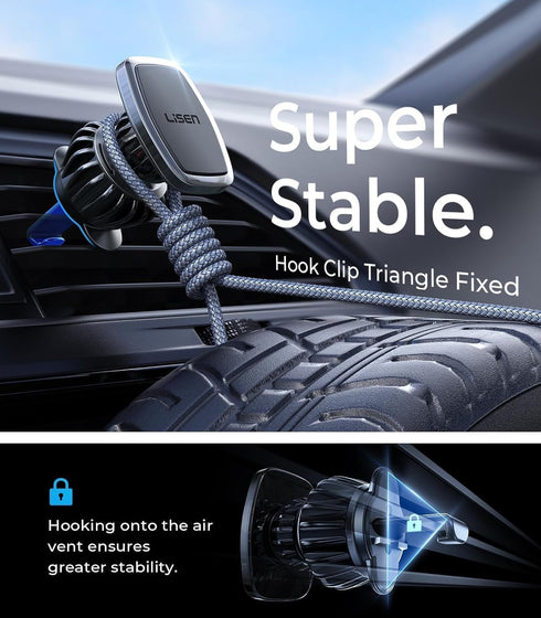 LISEN Magnetic Phone Holder for Car - Upgraded Clip with 6 Strong Magnets for Galaxy S25 Ultra 4-6.7 inch Smartphones