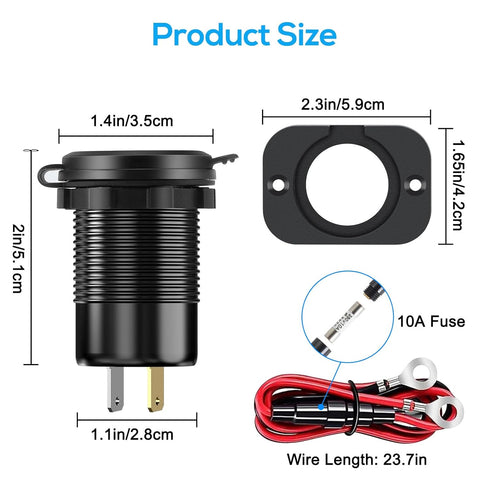 Linkstyle 12V USB Outlet Charger Socket Panel, Dual 18W QC3.0 USB-A & Dual 30W PD USB-C Port, LED Voltmeter for Car