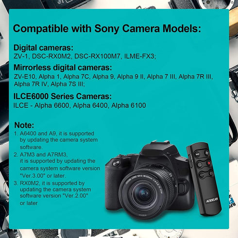 Wireless Shutter Release Camera Remote Control for Sony A7 III, A7R III, A6100, A6400, A6600, RX100 VII, RX0 II, A7R