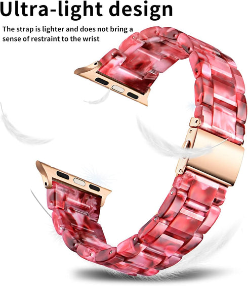 Bestig Compatible with Resin Apple Watch Band 38mm-42mm, Stainless Steel Buckle Waterproof Replacement Strap