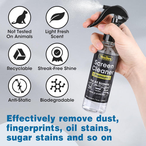 Screen Cleaner Spray 14oz - 2 Pack (7oz each) with Microfiber Cloths for TV, Monitor, Laptop