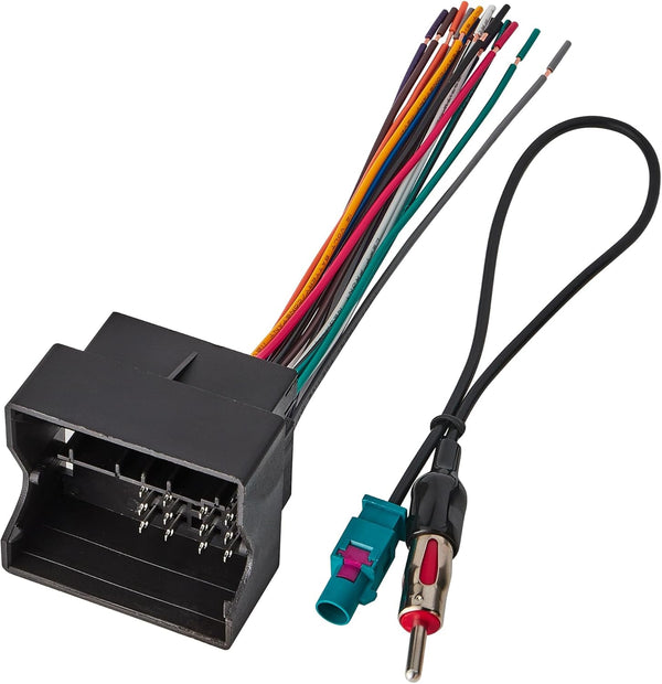 Stereo Radio Wire Harness with Antenna Adapter for BMW, Volkswagen, Mercedes-Benz Aftermarket Radio Connector