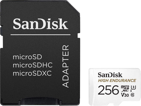 SanDisk 256GB High Endurance Video microSDXC Card with Adapter for Dash Cam and Home Monitoring Systems