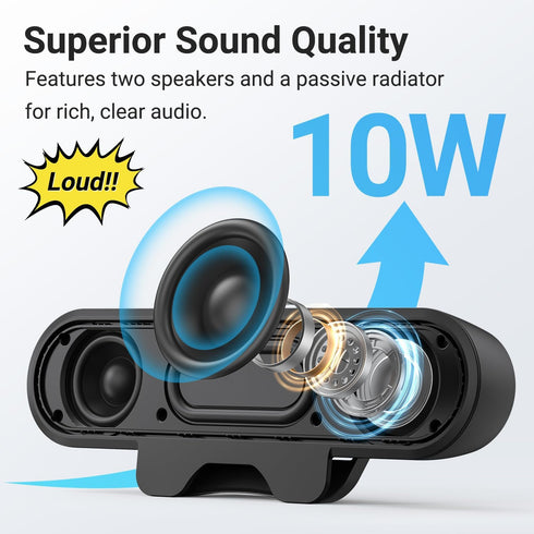 Inwa Computer Speakers for Desktop PC, USB Monitor Speaker Bar with Clip-On, Wired Desk Speakers with HD Stereo Loud