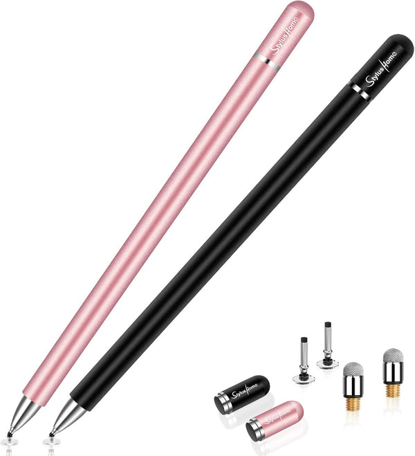 Stylus for iPad (2 Pcs) - Magnetic Disc Universal Stylus for All Capacitive Touch Screens - Black/Rose Gold