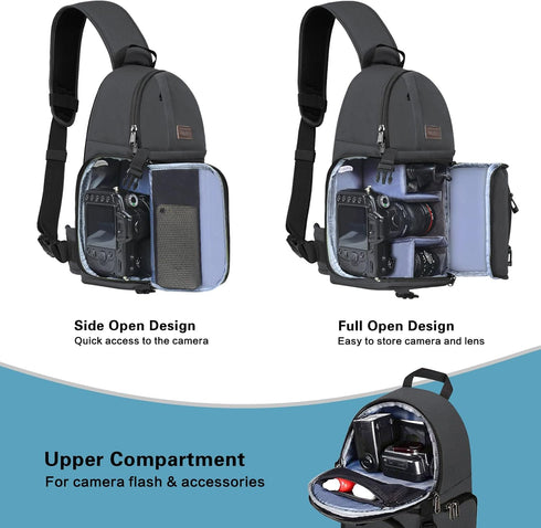 MOSISO Shockproof Camera Sling Bag, Space Gray DSLR/SLR/Mirrorless Backpack with Tripod Holder & Modular Inserts