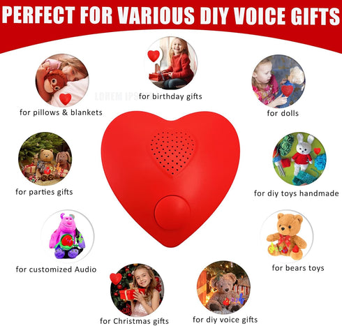 Voice Recorder, 16min USB Downloadable Sound Chips Module for Stuffed Animals, Personal Voice Message Gift (Red)
