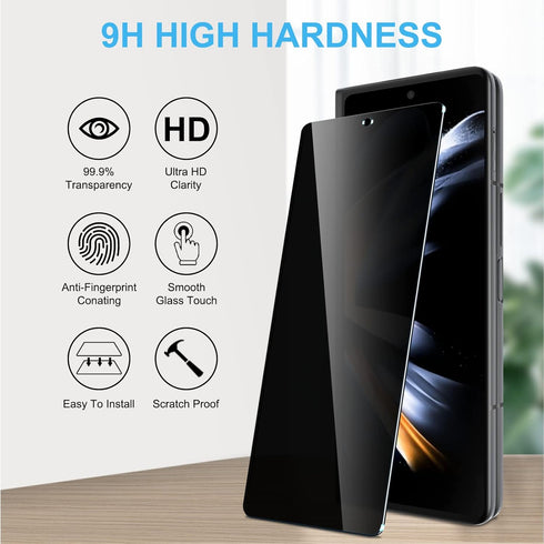 LYWHL Privacy Screen Protector for Samsung Galaxy Z Fold 4 - 2 Pack, Anti-Scratch, Easy Install, 6.2 Inch, Black.