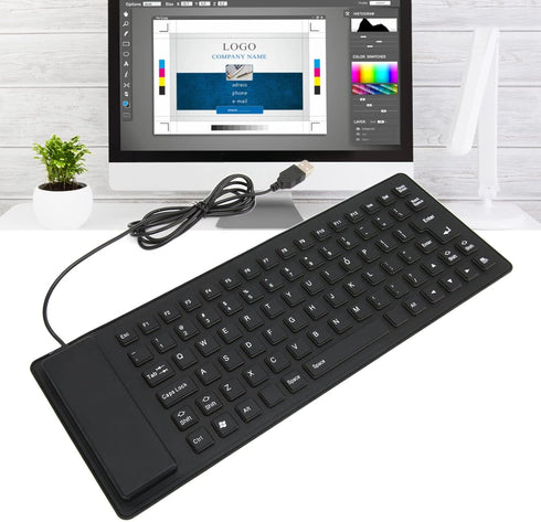 VBESTLIFE Foldable Silicone Keyboard, USB Wired 85 Keys Waterproof Rollup Silent Typing Soft Touch Keyboard, Waterproof Flexible Keyboard for Laptop and Desktop(Black)