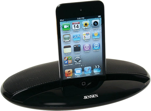 JENSEN SMPS-125 Portable Stereo Speaker for iPod/iPhone, MP3, Tablet, and Smartphone Black