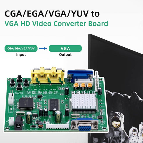 Mcbazel Arcade Game RGB/CGA/EGA to VGA HD Video Output Converter Board for Arcade Monitors