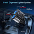 2 Sockets Cigarette Lighter Splitter with Large Voltmeter, BUVAYE 5 in 1 Fast Charge USB C Car Charger Adapter, Dual