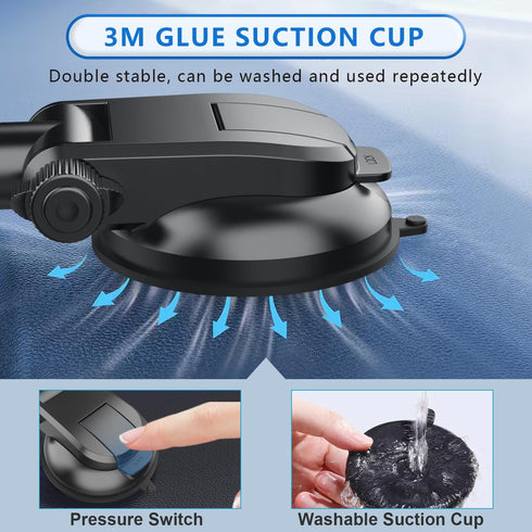Pack-1 Car Cell Phone Holder, 360 Degrees Long Arm Dashboard Windshield Holder, Universal Anti-Shake Smartphone Holder