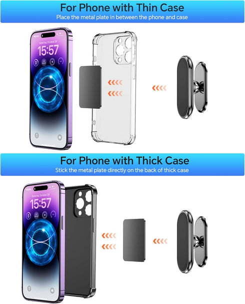 ?2-Pack? Magnetic Phone Holder for Car, Super Strong Magnet with 4 Metal Plates, 360° Rotation Dashboard Mount