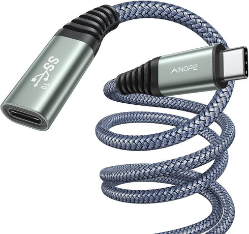 AINOPE USB C Extension Cable 6.6ft, 10Gbps, 100W - Fast Type C Extender for MacBook Air M2 Pro, PSVR2, iPad Pro, Dell
