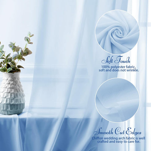 SiinvdaBZX 2 30" 20Ft Panels Wedding Arch Draping Fabric x Light Blue Sheer Chiffon Fabric Outdoor Extra Long