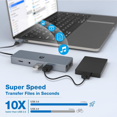HOPDAY 10 1 4K 100W,USB 3.0 5Gbps,SD/TF USB C Hub - in Multiport USB C Adapter with HDMI, USB C Docking Station, PD